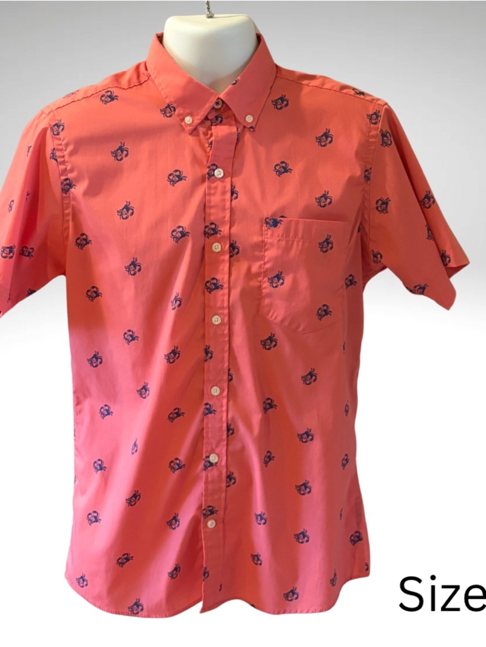 IZOD Men’s Crab Motif Button Down Shirt – Size M